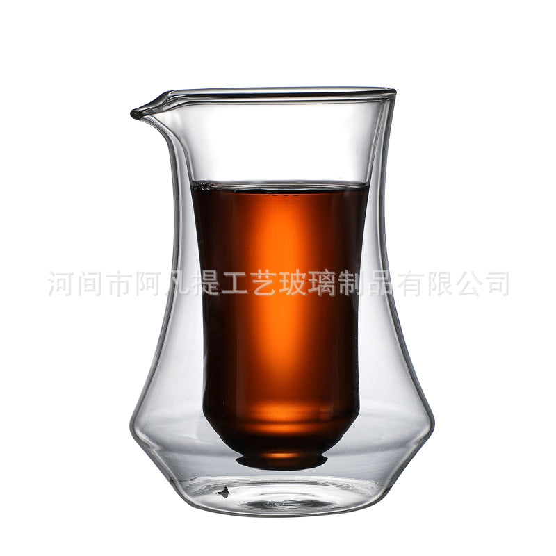Manufacturers supply new double-layer single-mouth coffee cup sharing pot set high borosilicate heat-resistant glass cup spot