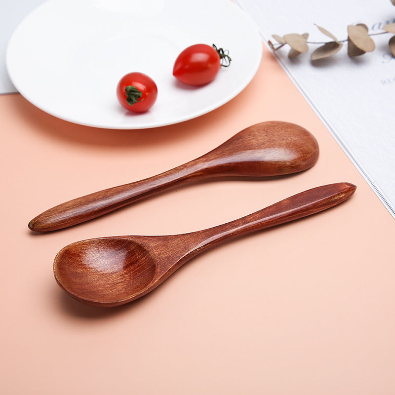 Nanmu Japanese Style Wooden Spoon Home Tableware Dessert Spoon Solid Wood Lacquer Soup Spoon Honey Coffee Stirring Spoon Wholesale