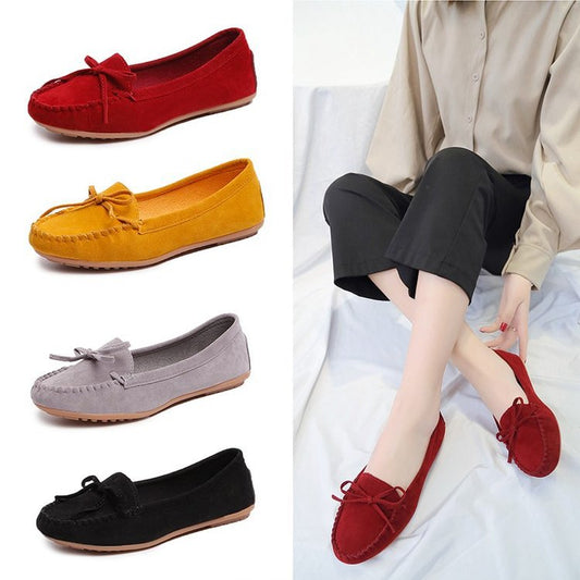 wish female peas shoes spring and autumn new style European and American bowknot flat single shoes round head pregnant women foreign trade large size women's shoes
