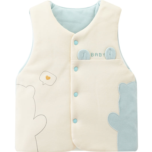 Baby vest autumn and winter cotton thickening, baby spring and autumn cotton wear class A men's and women's warm vests