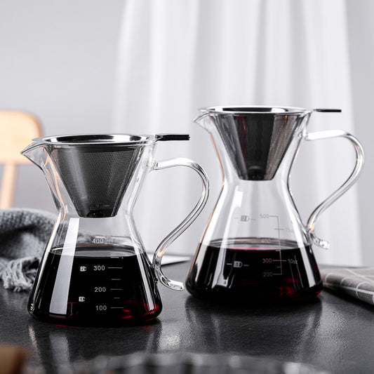 Wholesale glass pour-over coffee pot high borosilicate glass sharing pot household glass teapot coffee utensils