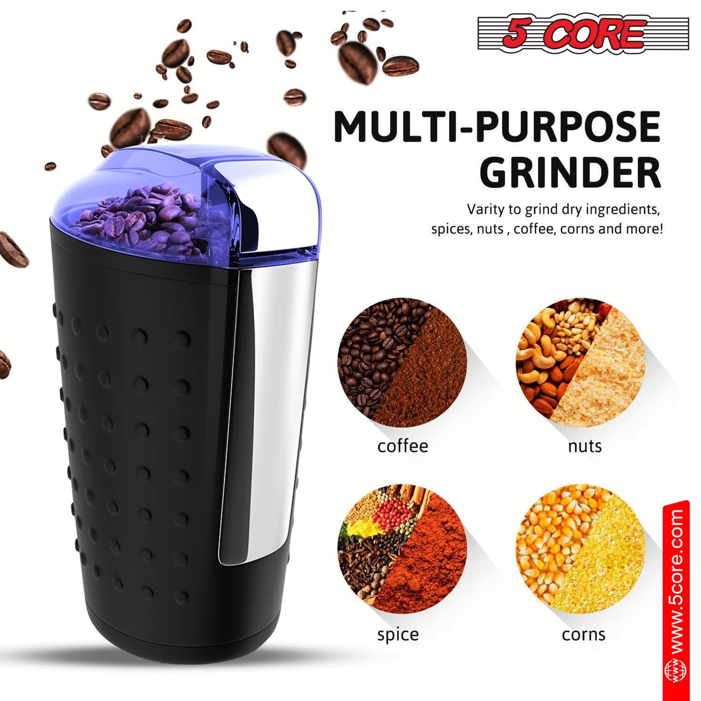 5Core Coffee Grinder 85 Gram Capacity 150W Electric Bean Spice