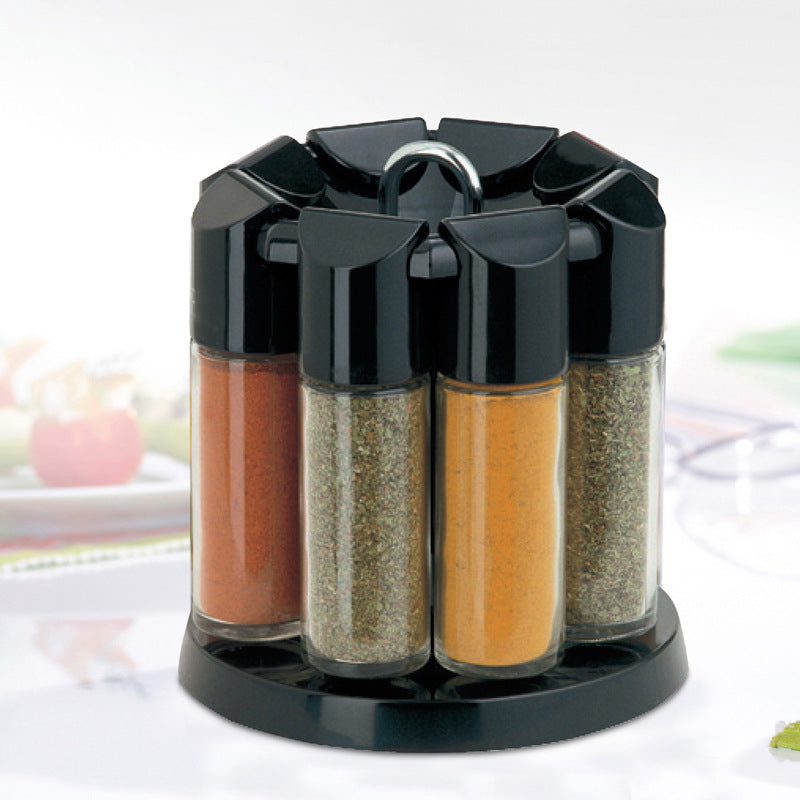 Enjoy creative sealed rotating spice racks, glass spice bottles, jar sets, spice racks, moisture-proof kitchen and dining supplies