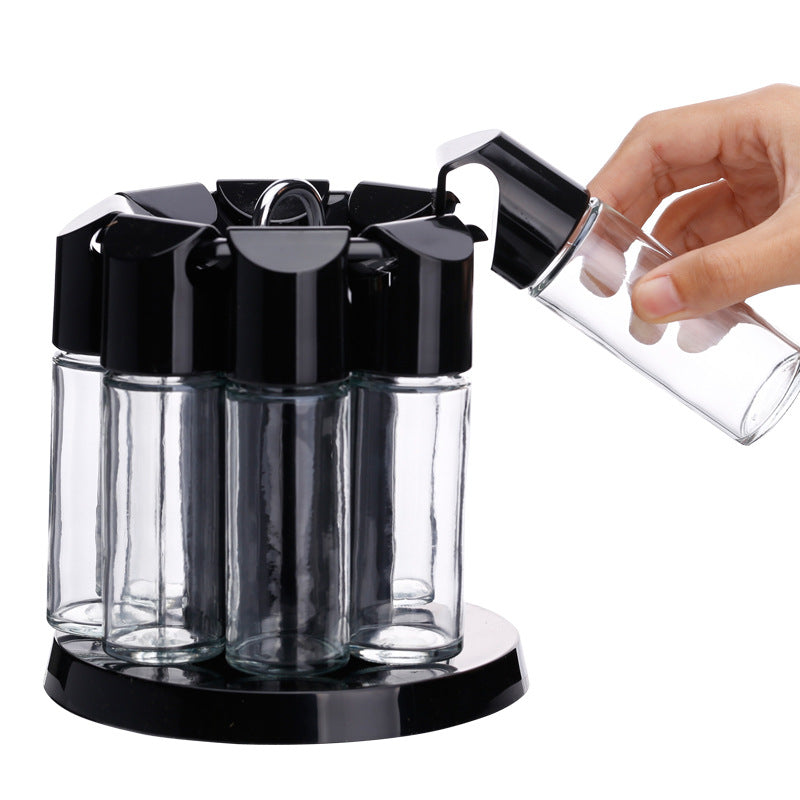 Enjoy creative sealed rotating spice racks, glass spice bottles, jar sets, spice racks, moisture-proof kitchen and dining supplies