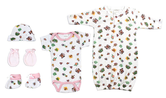 Newborn Baby Girls 5 Pc Layette Baby Shower Gift