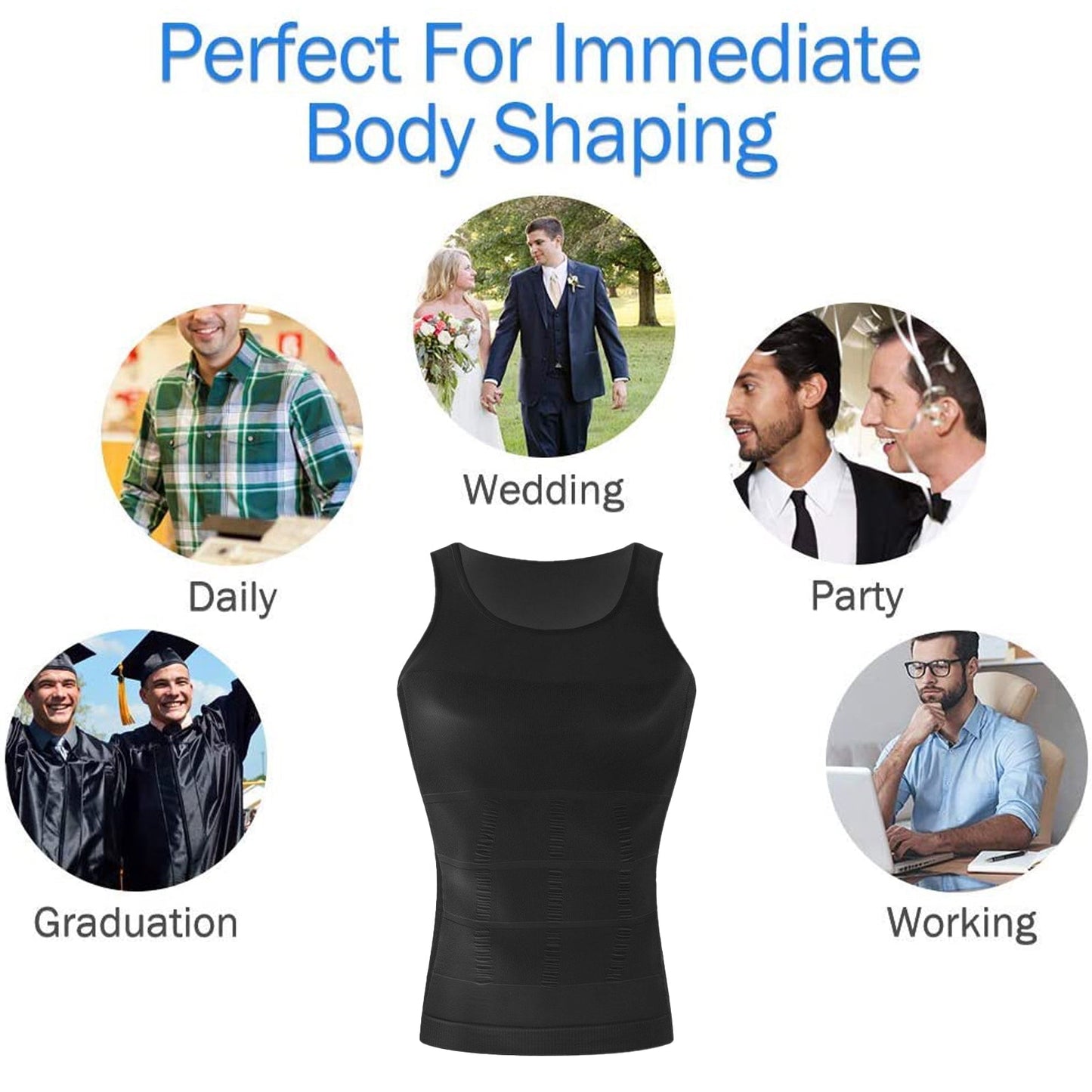 Aptoco Compression Shirt for Men Shapewear Vest Body Shaper Undershirt