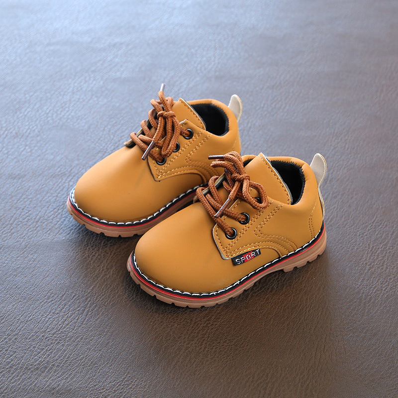 Spring and Autumn Classic Foreign Trade Children's English Martin Boots Cow Tendon Sole Boys' Leather Shoes Baby Girls' Soft Sole Short Boots