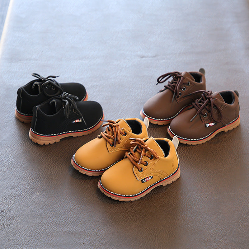 Spring and Autumn Classic Foreign Trade Children's English Martin Boots Cow Tendon Sole Boys' Leather Shoes Baby Girls' Soft Sole Short Boots