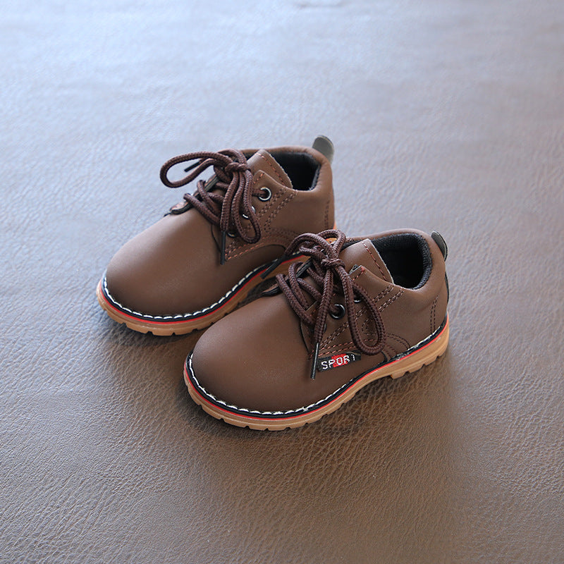 Spring and Autumn Classic Foreign Trade Children's English Martin Boots Cow Tendon Sole Boys' Leather Shoes Baby Girls' Soft Sole Short Boots