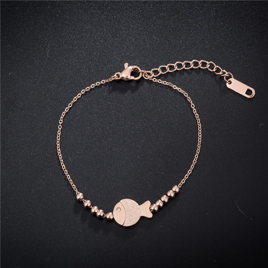 Korean version fashion cute single-layer clownfish bracelet anklet women's titanium steel rose gold bracelet jewelry wholesale