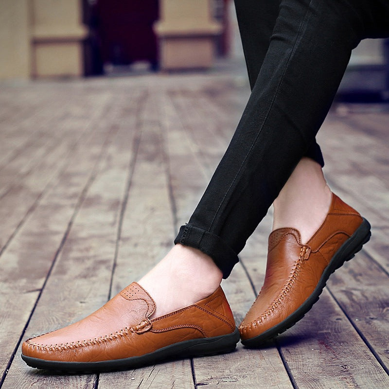 2022 New Microfiber Leather Men's Business Casual Leather Shoes Korean Version Soft Bottom Fashion Trend Driving Shoes Men's Shoes