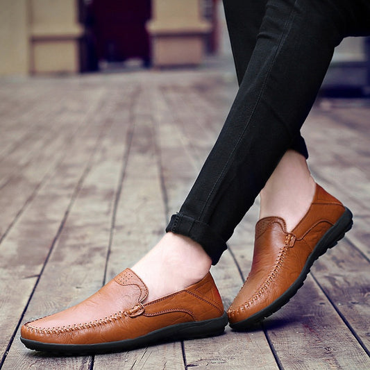 2022 New Microfiber Leather Men's Business Casual Leather Shoes Korean Version Soft Bottom Fashion Trend Driving Shoes Men's Shoes