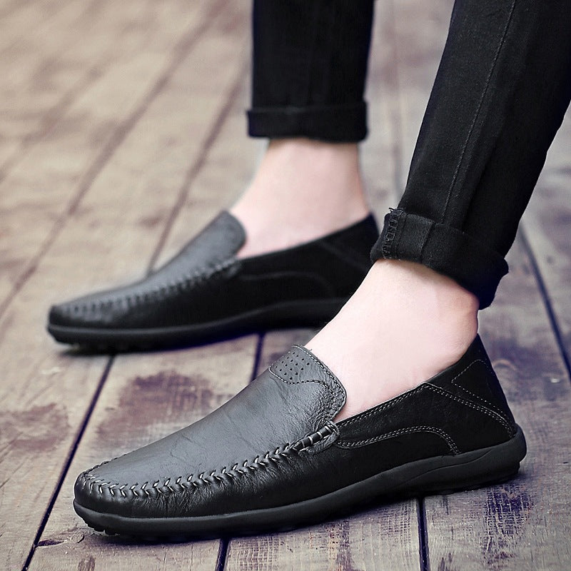 2022 New Microfiber Leather Men's Business Casual Leather Shoes Korean Version Soft Bottom Fashion Trend Driving Shoes Men's Shoes