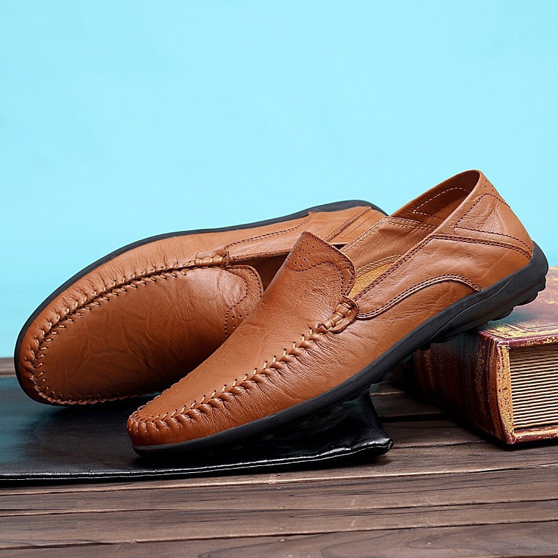 2022 New Microfiber Leather Men's Business Casual Leather Shoes Korean Version Soft Bottom Fashion Trend Driving Shoes Men's Shoes