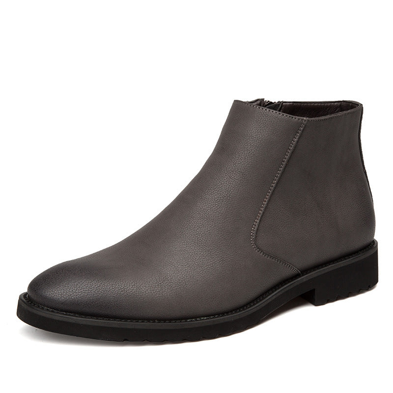 Winter Martin boots, men's trendy one-footed British leather boots, inner boosters, mid-top shoes, business Chelsea boots