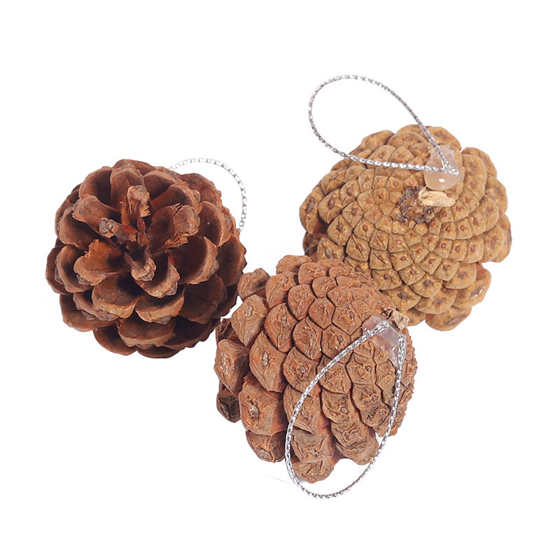 Wholesale Christmas Pine Cone Pendant Natural Wood Pine Cone Christmas Tree Pendant Gift Pack Accessories Decoration Pine Cone
