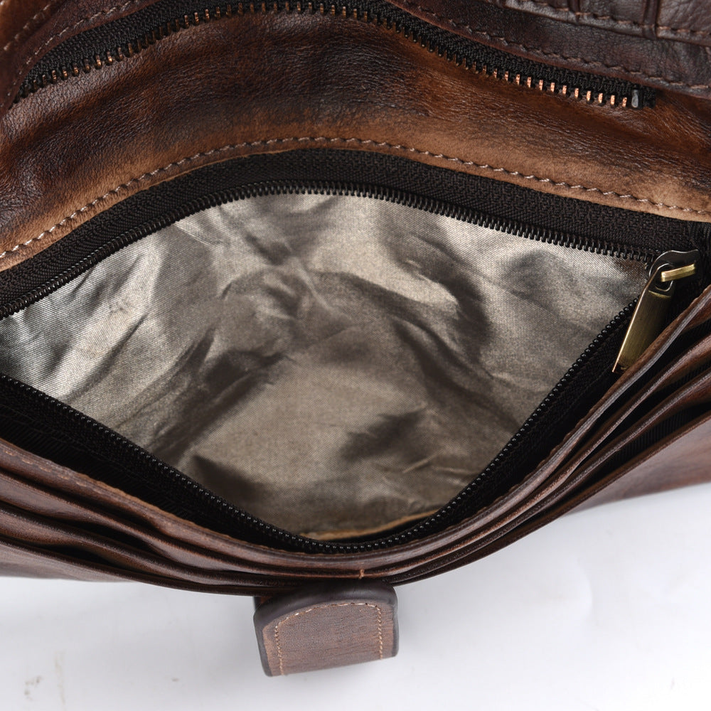 New vintage rubbed cowhide fashion stitching long wallet casual multi-card slot leather men's RIFD wallet