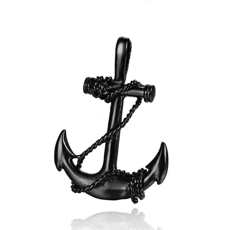 European and American titanium steel boat cat necklace men's stainless steel pendant creative personality cross necklace manufacturers drop shipping