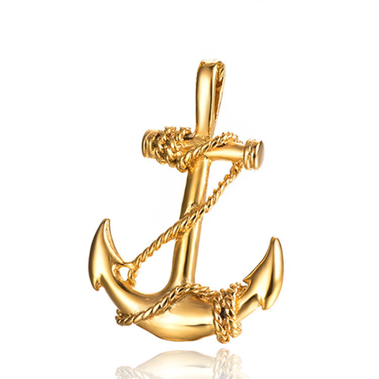 European and American titanium steel boat cat necklace men's stainless steel pendant creative personality cross necklace manufacturers drop shipping