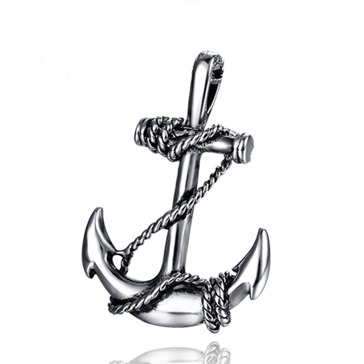 European and American titanium steel boat cat necklace men's stainless steel pendant creative personality cross necklace manufacturers drop shipping