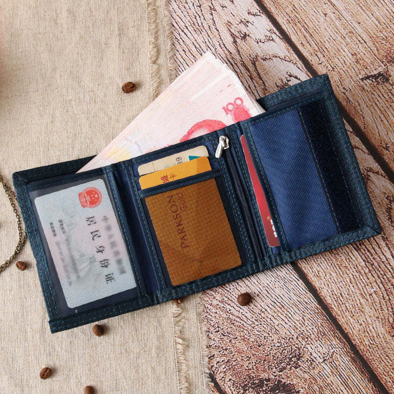 Canvas wallet men's short small thin ticket clip student horizontal wallet vertical card wallet wallet Korean version trend