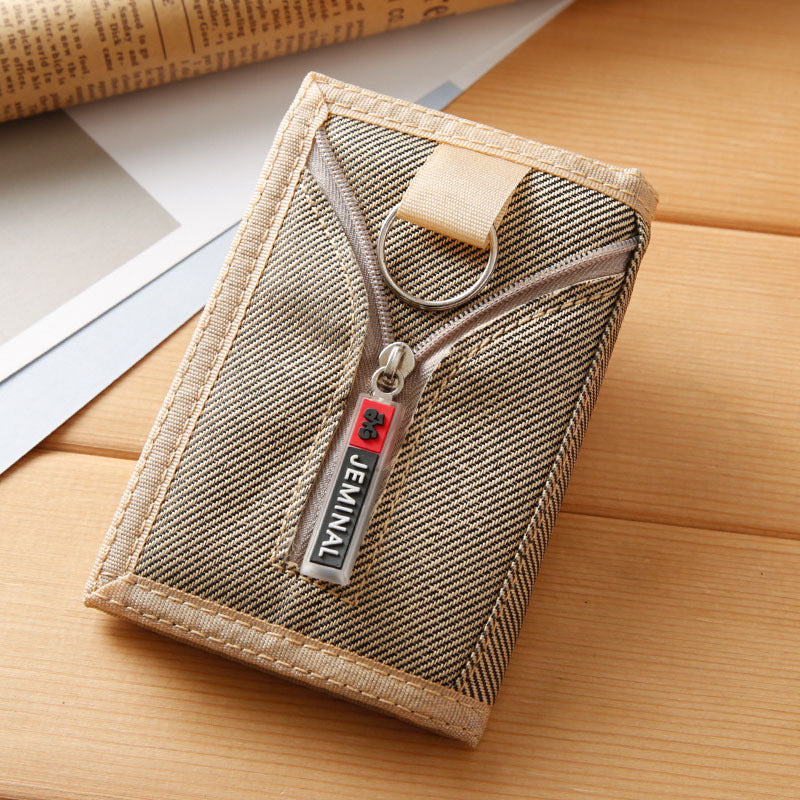 Canvas wallet men's short small thin ticket clip student horizontal wallet vertical card wallet wallet Korean version trend