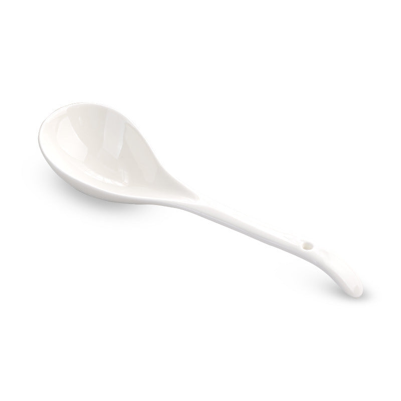 Wholesale Hotel Restaurant Daily Use Porcelain Ceramic Spoon Pure White Big Soup Spoon Rice Spoon Commercial Spoon Dinner Table Tableware