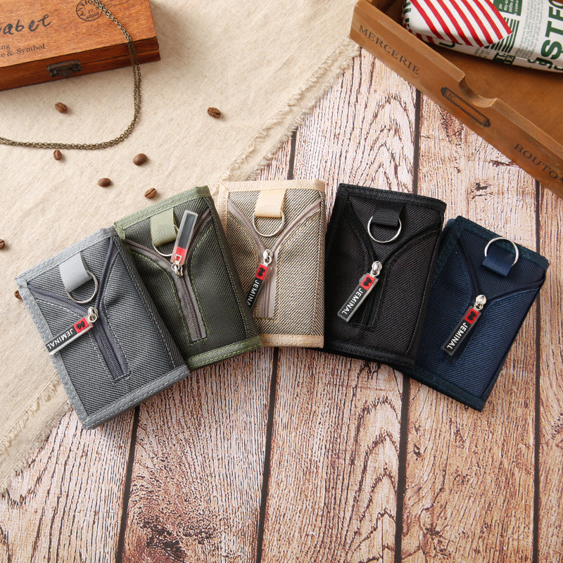 Canvas wallet men's short small thin ticket clip student horizontal wallet vertical card wallet wallet Korean version trend