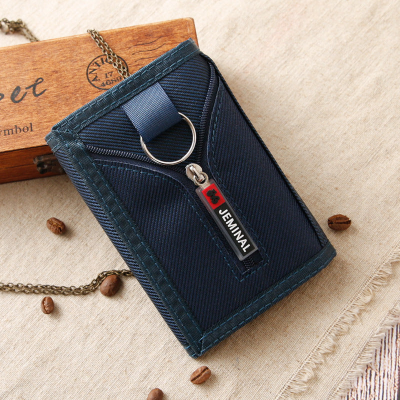 Canvas wallet men's short small thin ticket clip student horizontal wallet vertical card wallet wallet Korean version trend