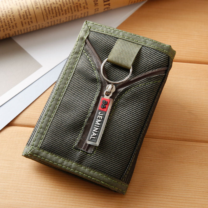 Canvas wallet men's short small thin ticket clip student horizontal wallet vertical card wallet wallet Korean version trend