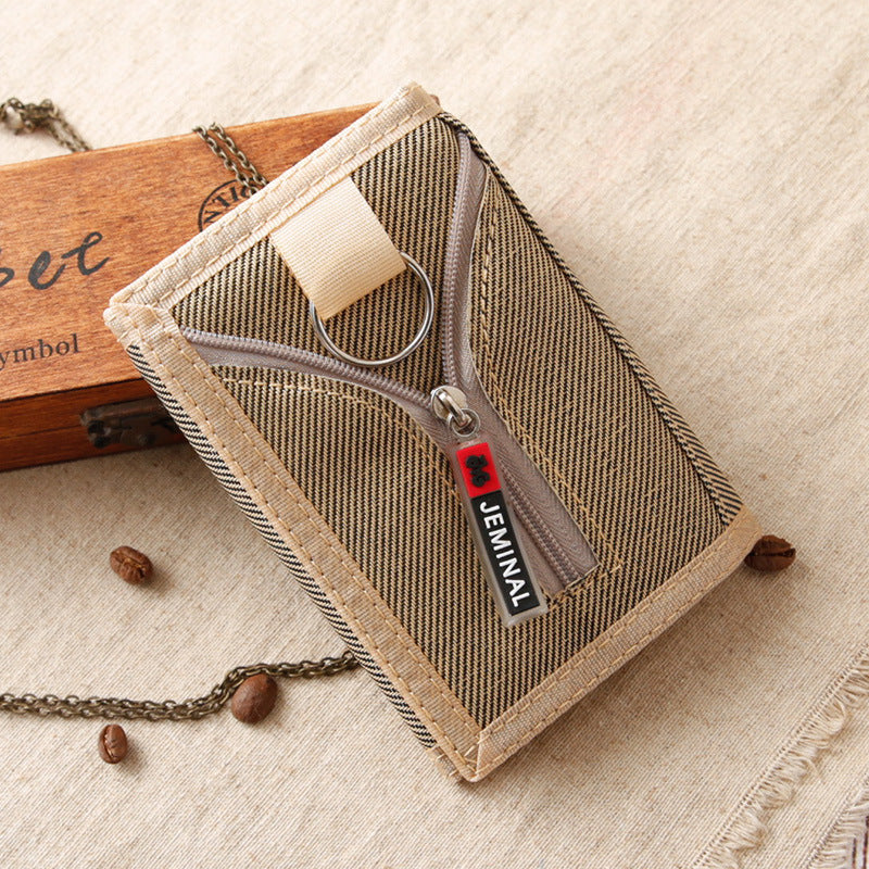 Canvas wallet men's short small thin ticket clip student horizontal wallet vertical card wallet wallet Korean version trend
