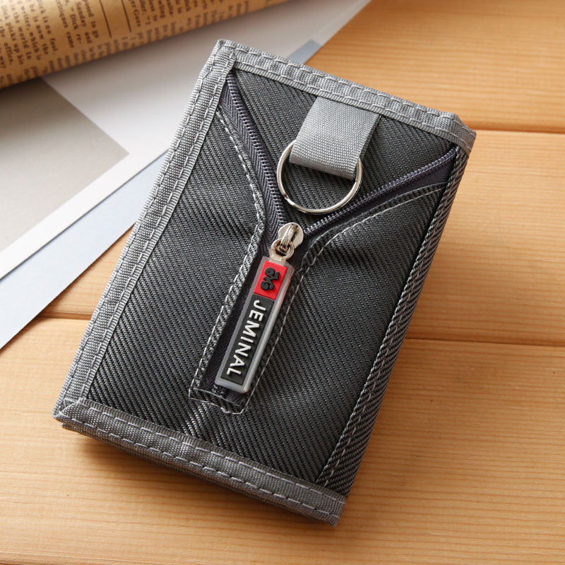 Canvas wallet men's short small thin ticket clip student horizontal wallet vertical card wallet wallet Korean version trend