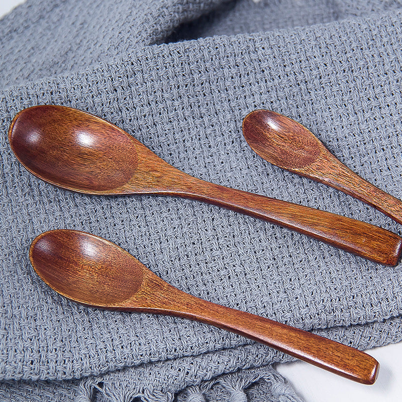Wholesale nanmu spoon wooden seasoning spoon old lacquer small wooden spoon coffee mixing spoon honey measuring spoon medicine spoon can logo