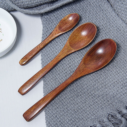 Wholesale nanmu spoon wooden seasoning spoon old lacquer small wooden spoon coffee mixing spoon honey measuring spoon medicine spoon can logo
