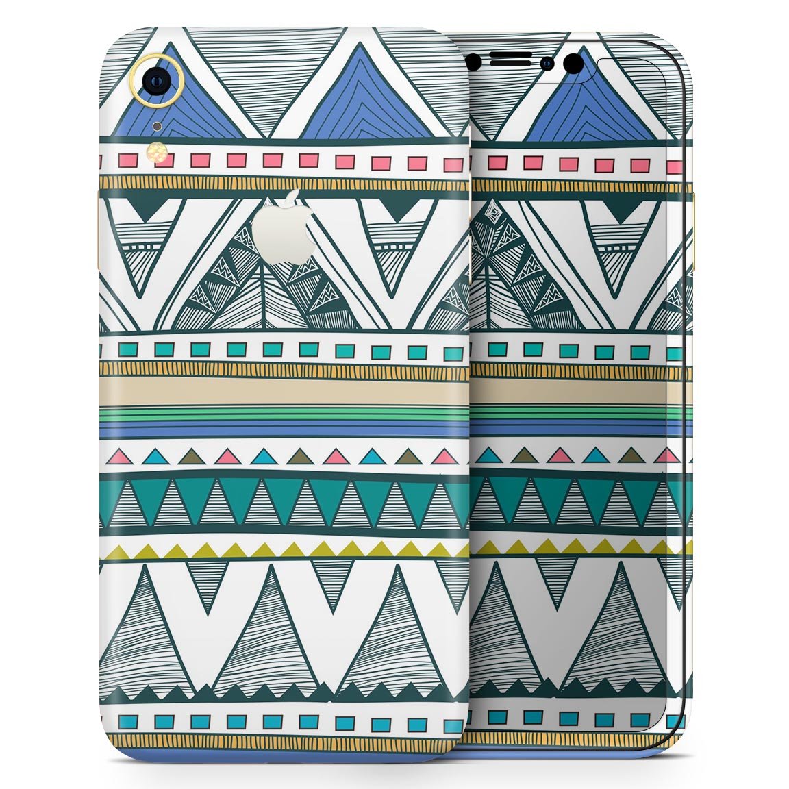 Abstract Blue and Green Triangle Aztec - Skin-Kit for the Apple iPhone
