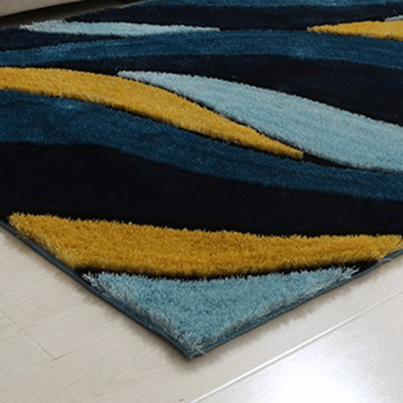 Aria Yellow and Blue Shag Area Rug