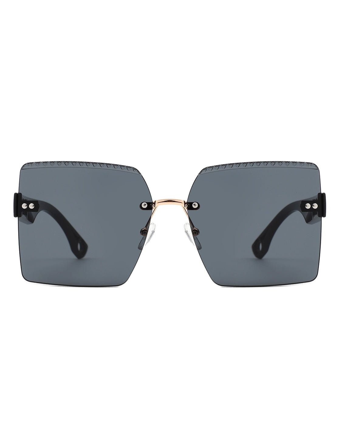 Zephyr - Oversized Tinted Curved Lens Square Fashion Sunglasses