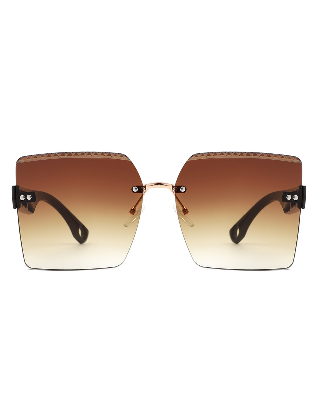 Zephyr - Oversized Tinted Curved Lens Square Fashion Sunglasses