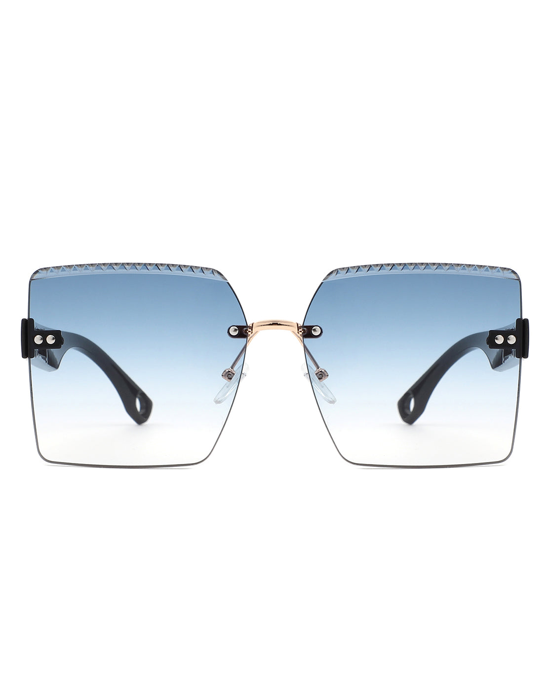 Zephyr - Oversized Tinted Curved Lens Square Fashion Sunglasses