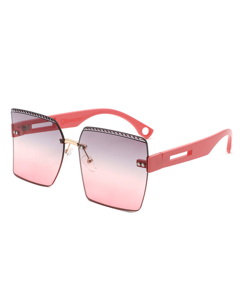 Zephyr - Oversized Tinted Curved Lens Square Fashion Sunglasses