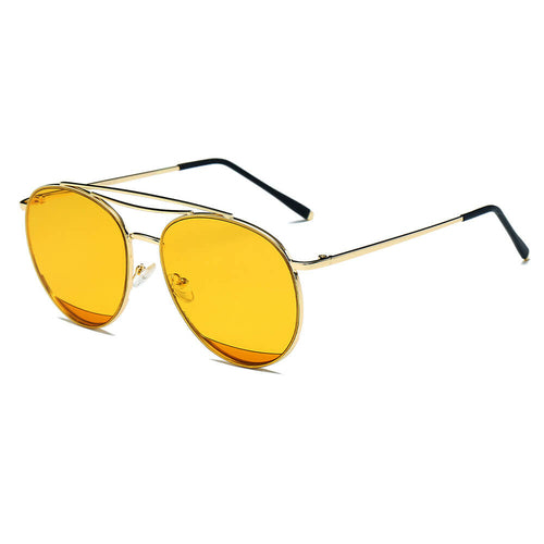 LOWELL | Unisex Round Double Brow Bar Aviator Style Sunglasses