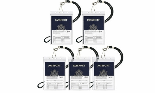 Waterproof Passport & CDC Vaccination Card Holder w/ Lanyard