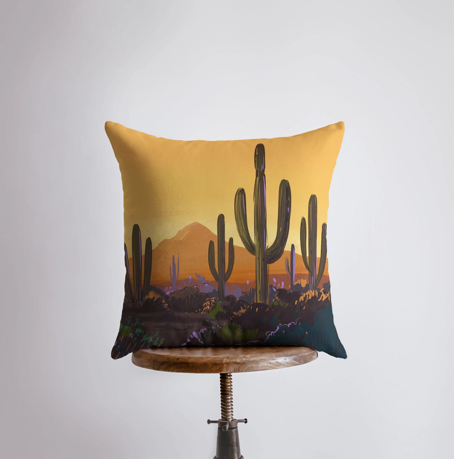 Desert Art | Arizona Yellow Sunrise and Sunset | Desert Cactus |