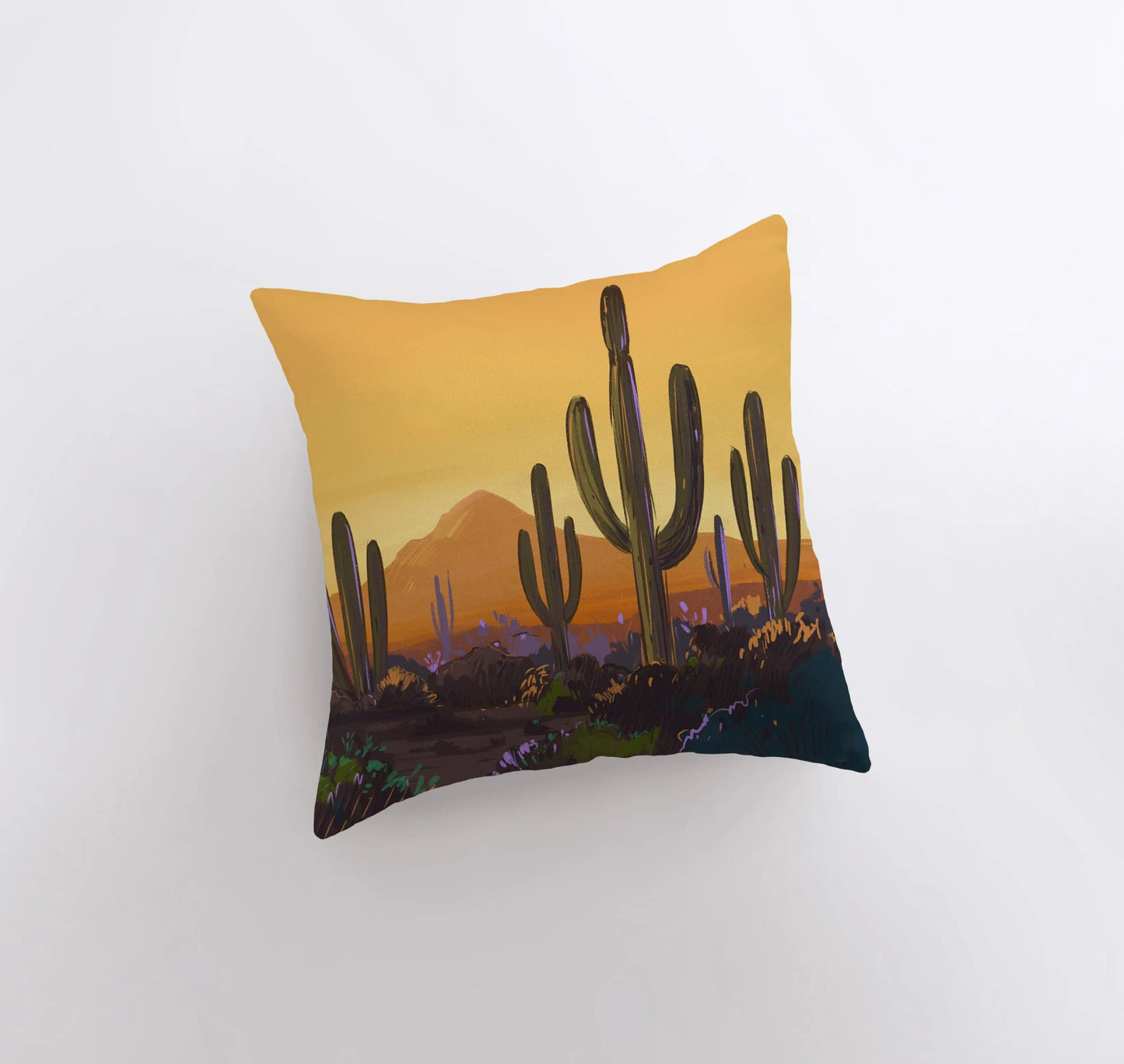 Desert Art | Arizona Yellow Sunrise and Sunset | Desert Cactus |