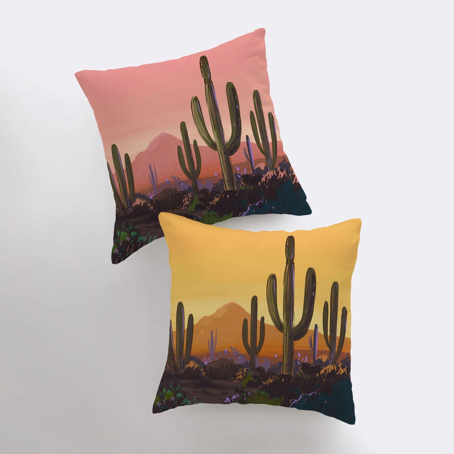 Desert Art | Arizona Yellow Sunrise and Sunset | Desert Cactus |