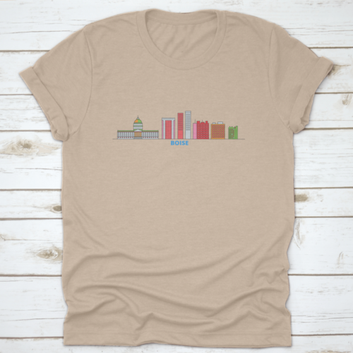 United States, Boise Line Cityscape, Flat Vector. Travel City