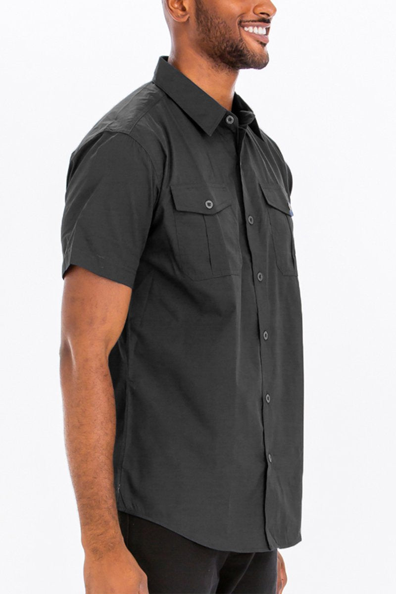 TWO POCKET BUTTON DOWN SHIRT (BLACK)