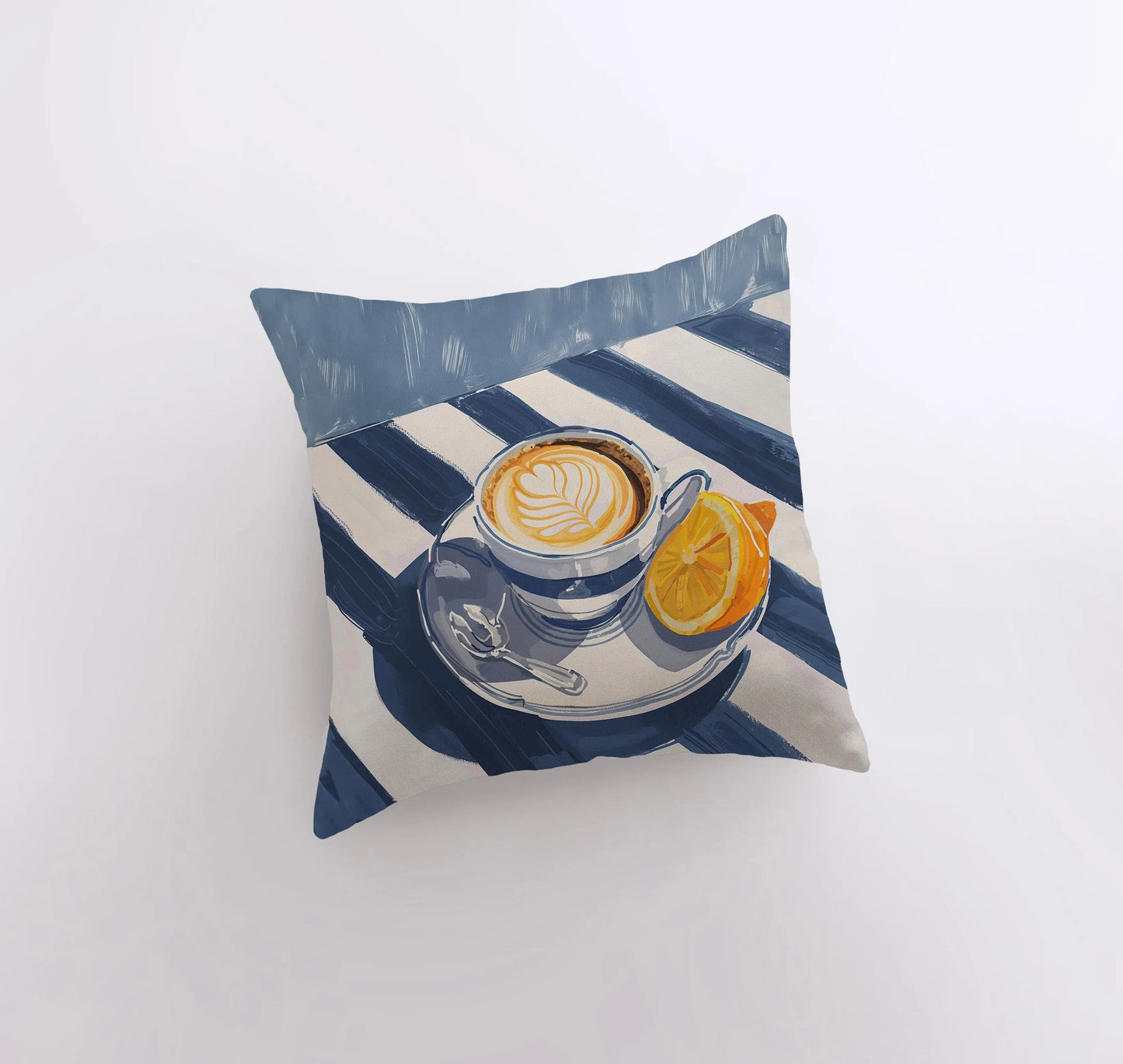 Morning Latte | Gouache Painting | Latte Picnic | Coffee | Food Pillow