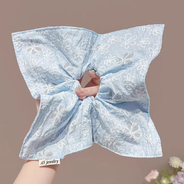 New Chinese blended style square scarf large intestine scrunchie women's large high-end square headband low ponytail hair tie hair accessory