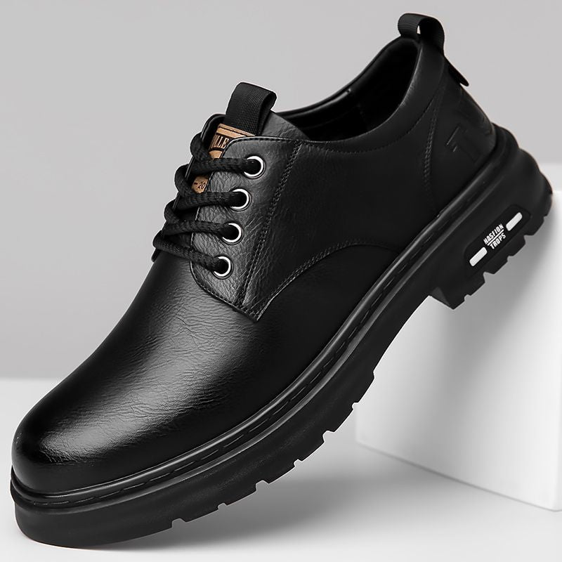 2025 Spring and Autumn New Men's Handmade Online Casual Leather Shoes Men's Retro Workwear Big-toe Wear-resistant Lace-up Men's Leather Shoes